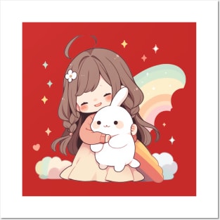 girl rabbit Posters and Art